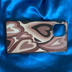 Stylish Heart Pattern Phone Case - Brown and Black